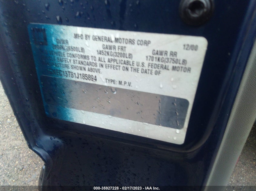 1GNEC13T81J185894 2001 Chevrolet Tahoe Ls