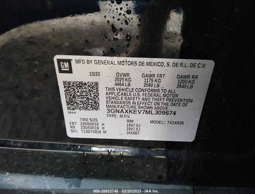 3GNAXKEV7ML309674