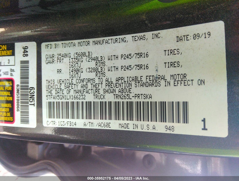 5TFAX5GN1LX166232
