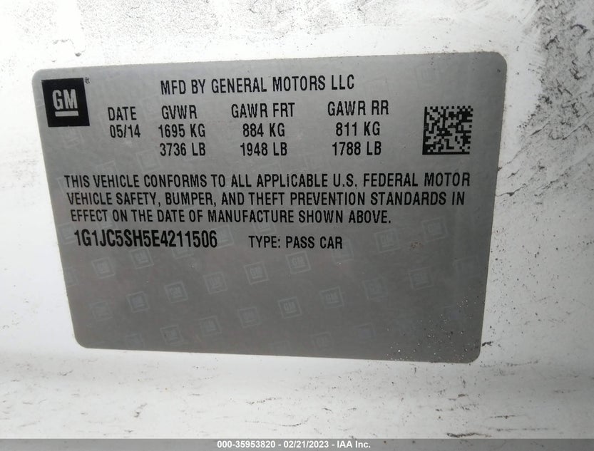 1G1JC5SH5E4211506