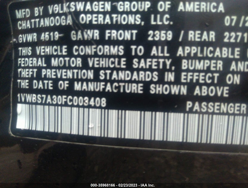 1VWBS7A30FC003408