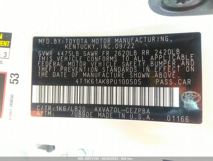 4T1K61AK8PU100505