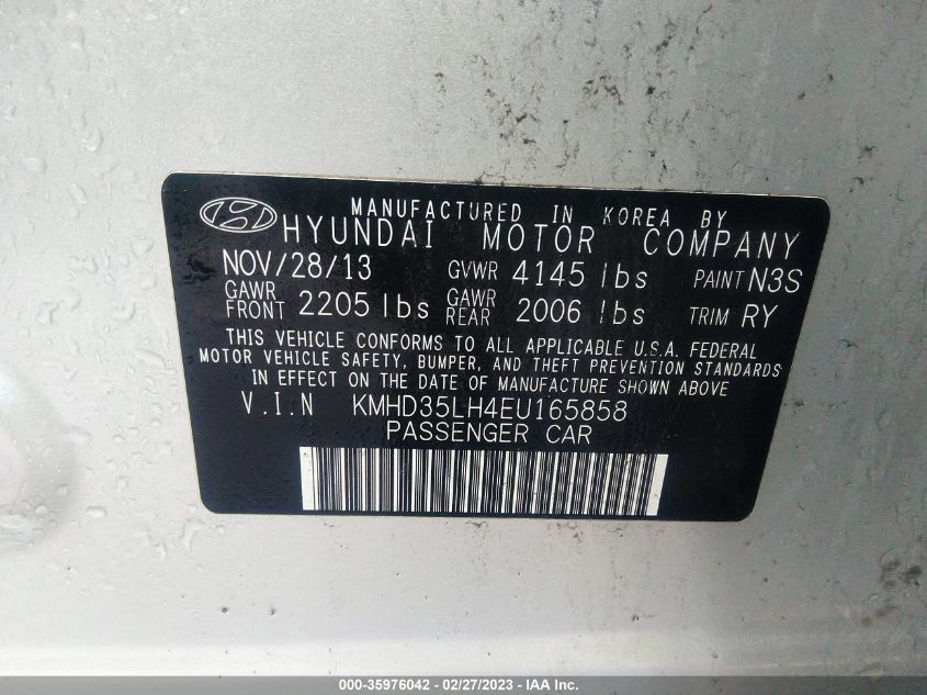 2014 Hyundai Elantra Gt VIN: KMHD35LH4EU165858 Lot: 35976042