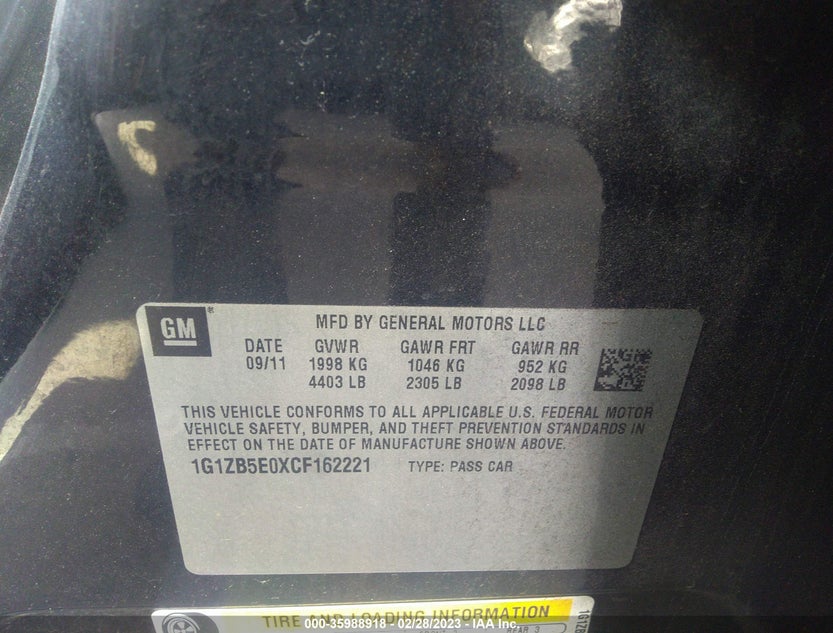 1G1ZB5E0XCF162221
