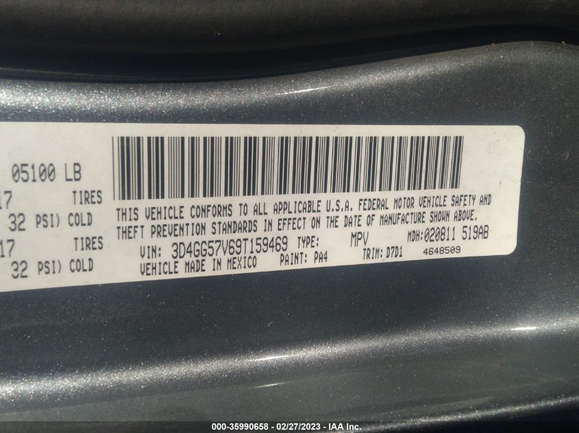 3D4GG57V69T159469 2009 Dodge Journey Sxt