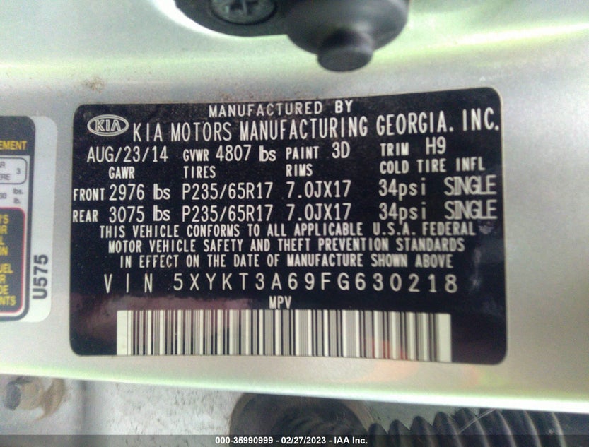 5XYKT3A69FG630218