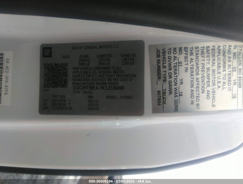 1GCHTBEA7K1218490