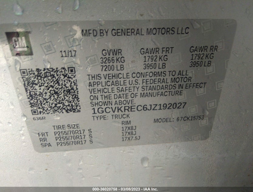 1GCVKREC6JZ192027