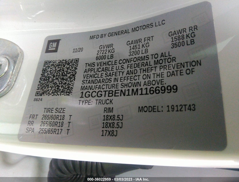 1GCGTBEN1M1166999