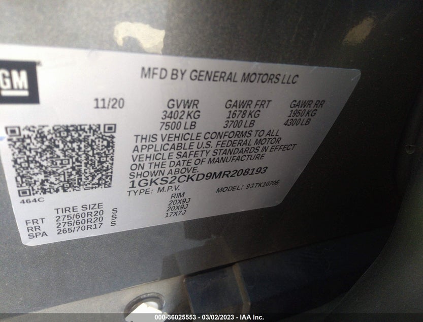 1GKS2CKD9MR208193