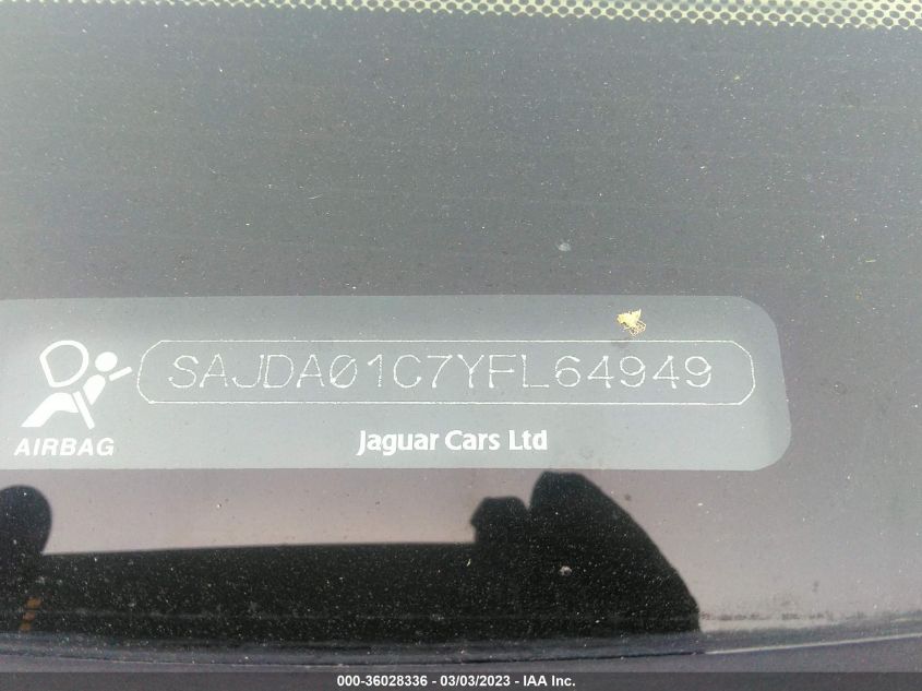 2000 Jaguar S-Type 3.0L V6 VIN: SAJDA01C7YFL64949 Lot: 36028336