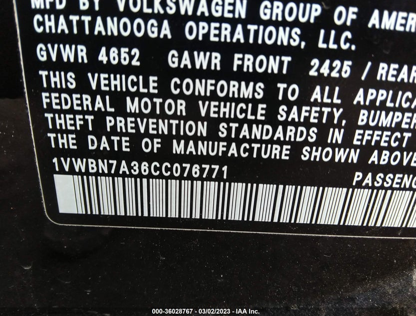 1VWBN7A36CC076771
