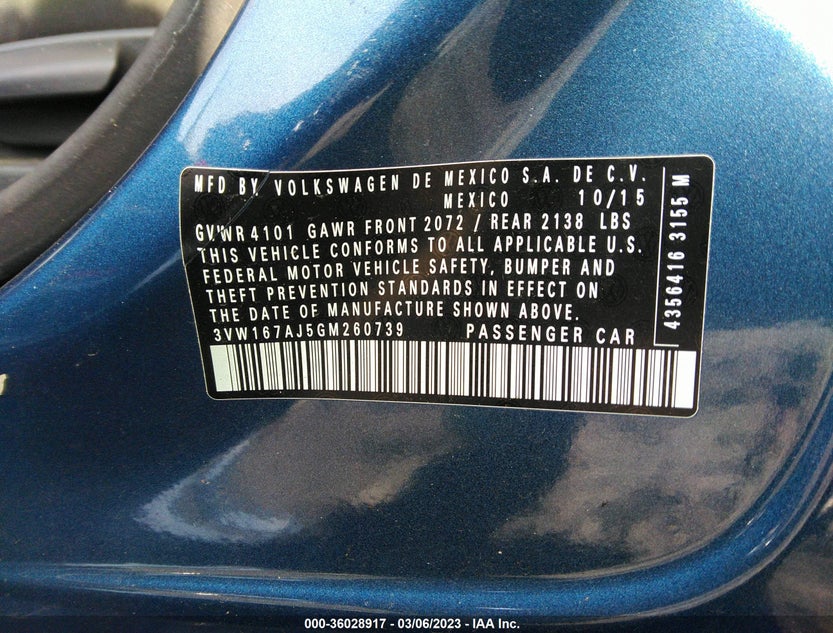 3VW167AJ5GM260739