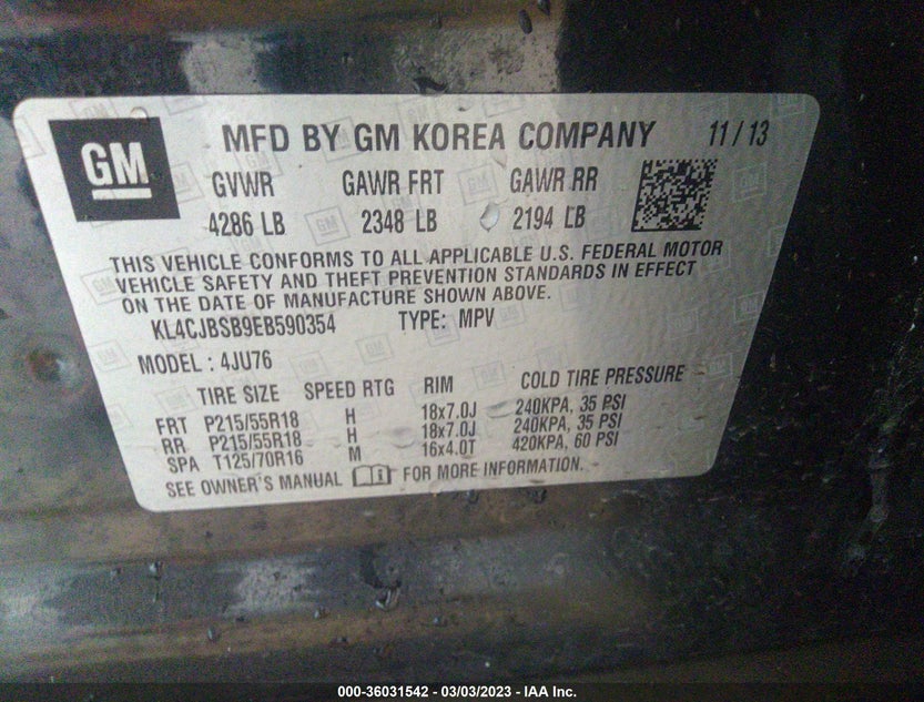 KL4CJBSB9EB590354