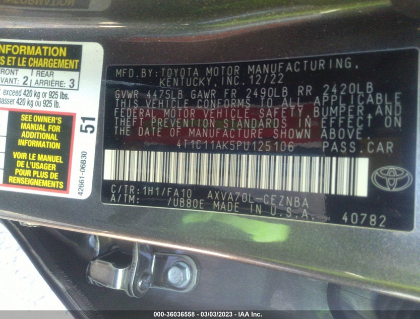 4T1C11AK5PU125106