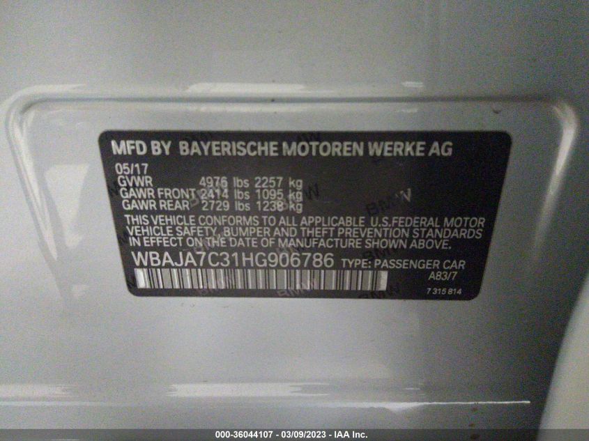 WBAJA7C31HG906786 2017 BMW 530I xDrive