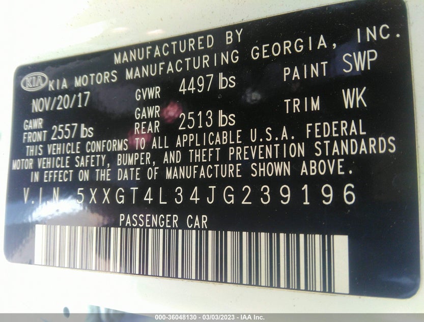 5XXGT4L34JG239196