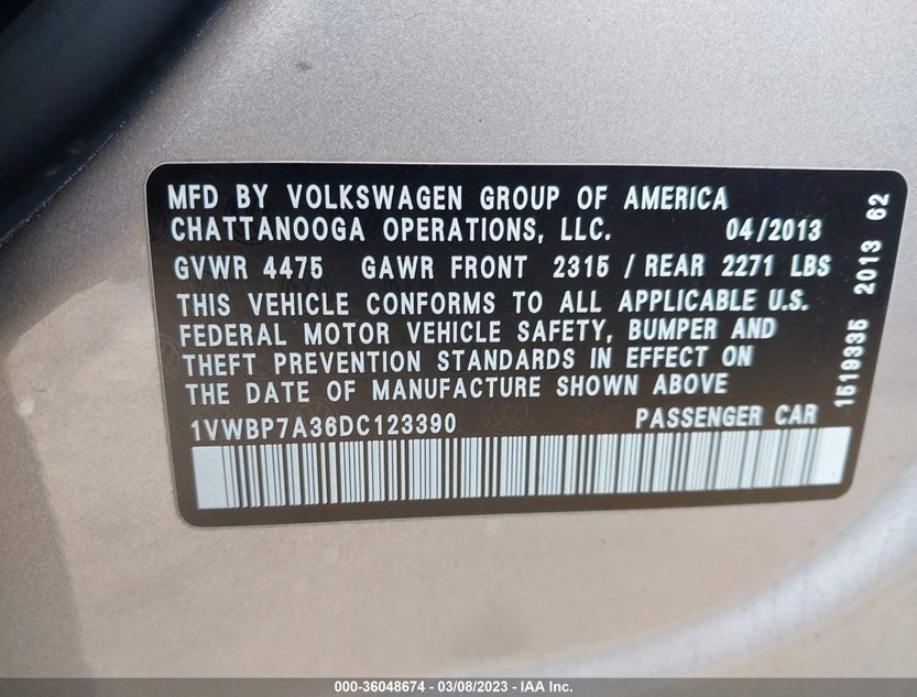 1VWBP7A36DC123390