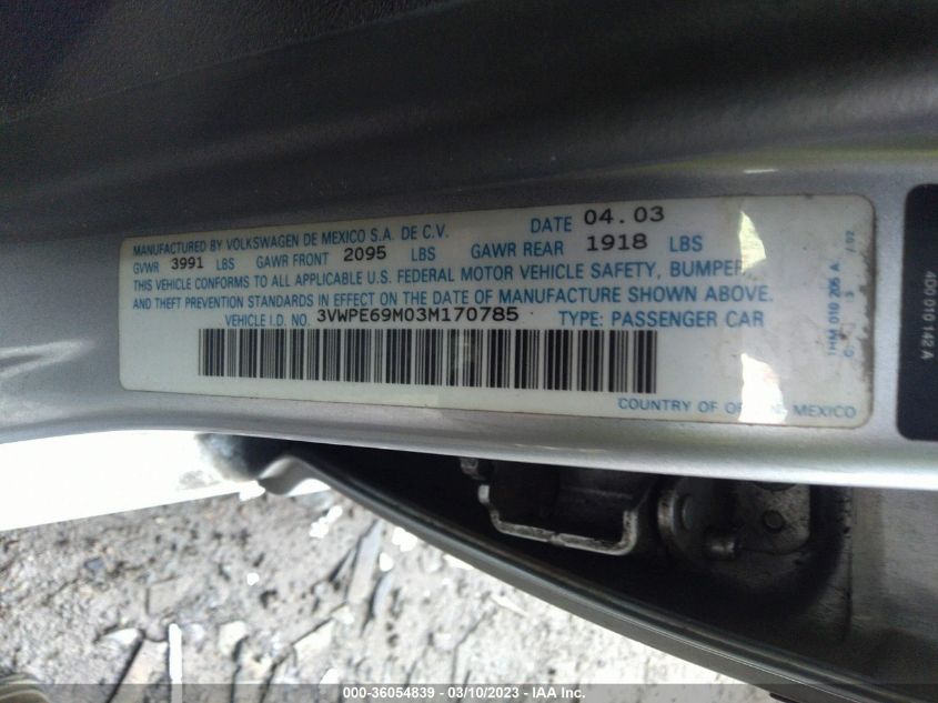 3VWPE69M03M170785 2003 Volkswagen Jetta Wolfsburg