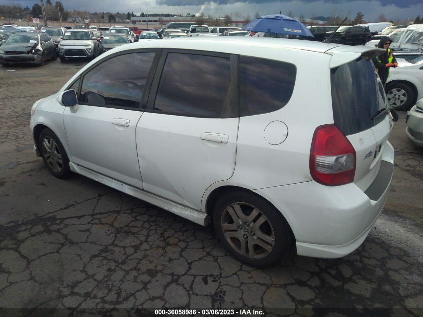 2007 Honda Fit Sport VIN: JHMGD38647S064536 Lot: 36058986