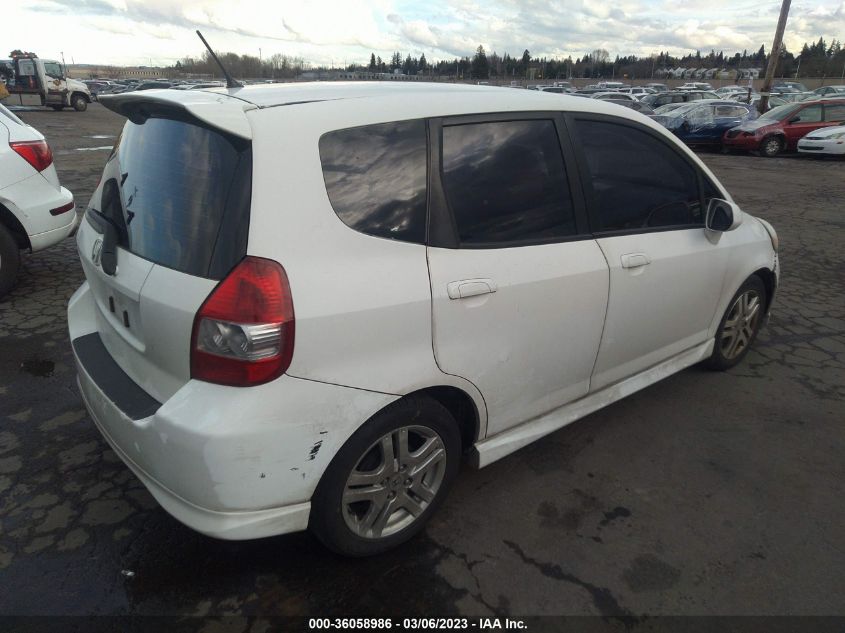 2007 Honda Fit Sport VIN: JHMGD38647S064536 Lot: 36058986