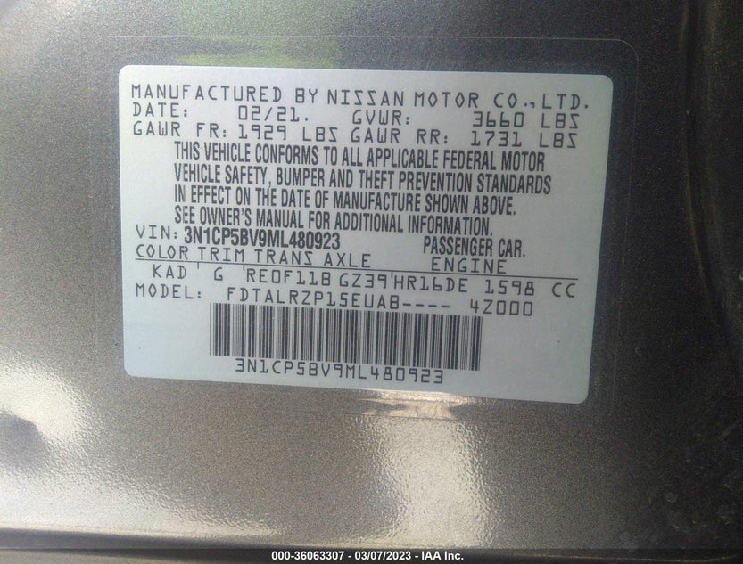 3N1CP5BV9ML480923