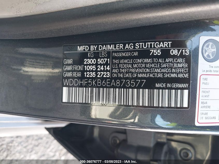 WDDHF5KB6EA873577 2014 Mercedes-Benz E 350