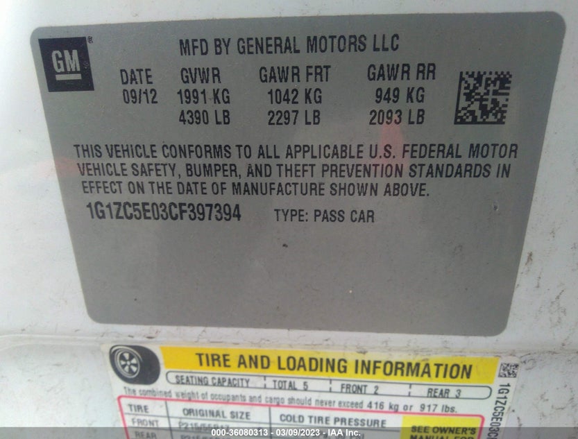 1G1ZC5E03CF397394