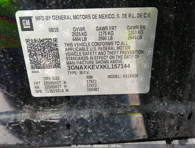3GNAXKEVXKL157144