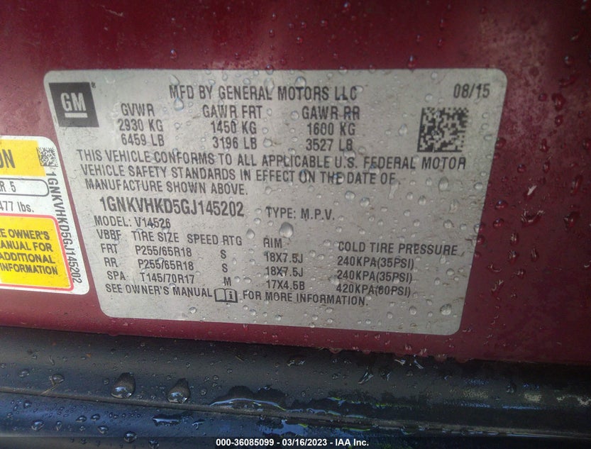 1GNKVHKD5GJ145202