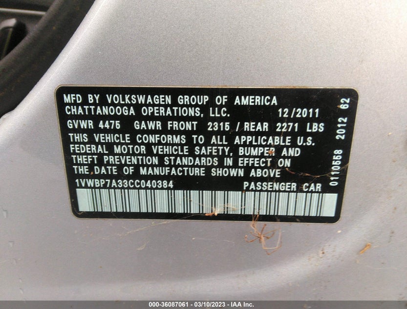 1VWBP7A33CC040384
