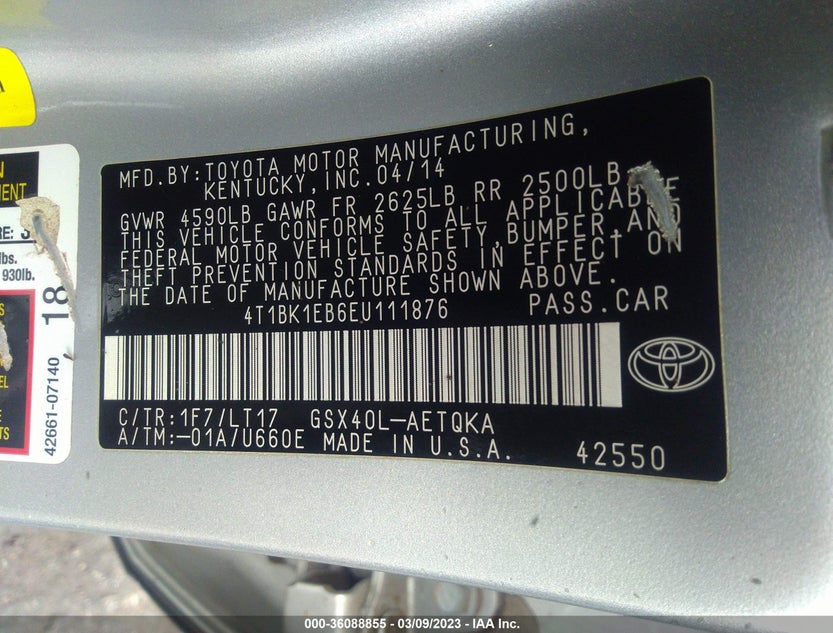 4T1BK1EB6EU111876