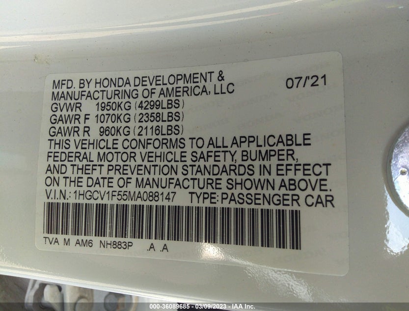 1HGCV1F55MA088147