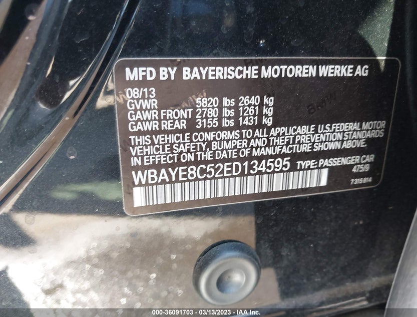 WBAYE8C52ED134595