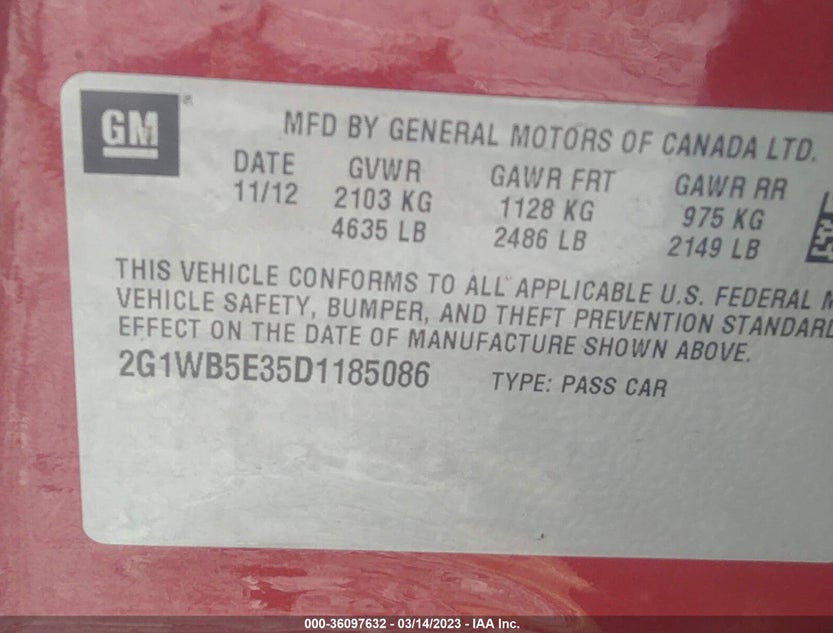 2G1WB5E35D1185086