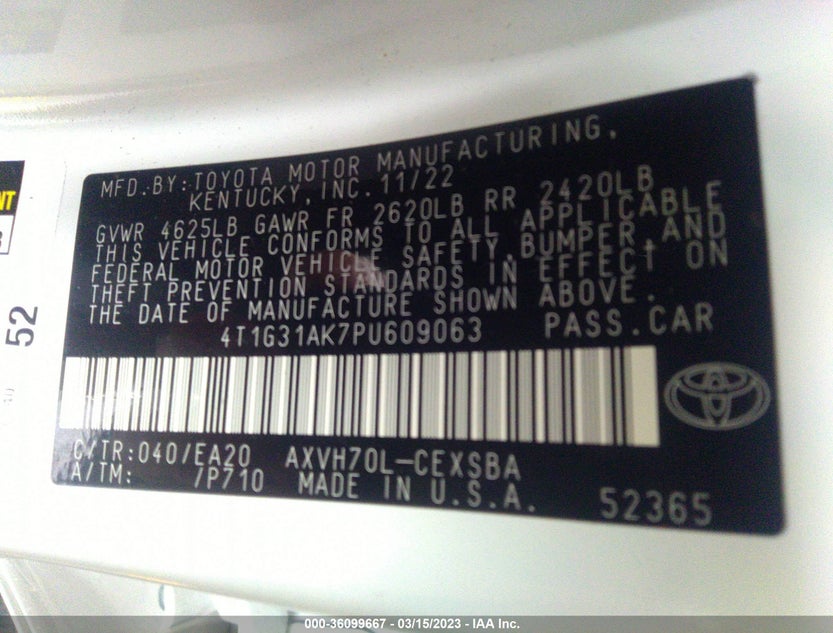 4T1G31AK7PU609063