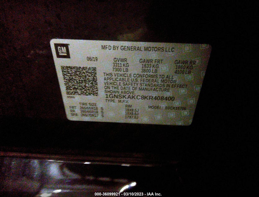 1GNSKAKC8KR408400