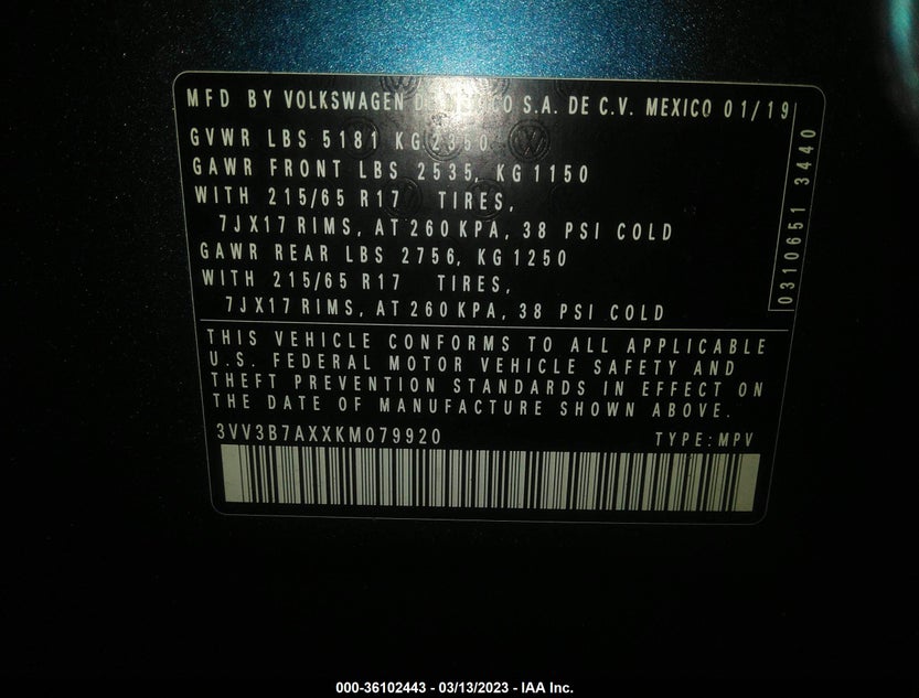 3VV3B7AXXKM079920