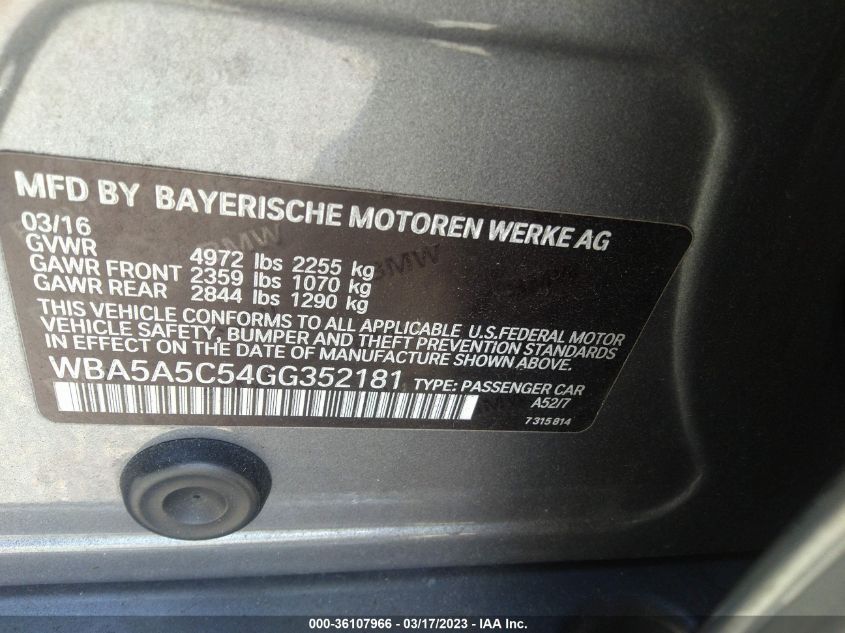 WBA5A5C54GG352181 2016 BMW 528I