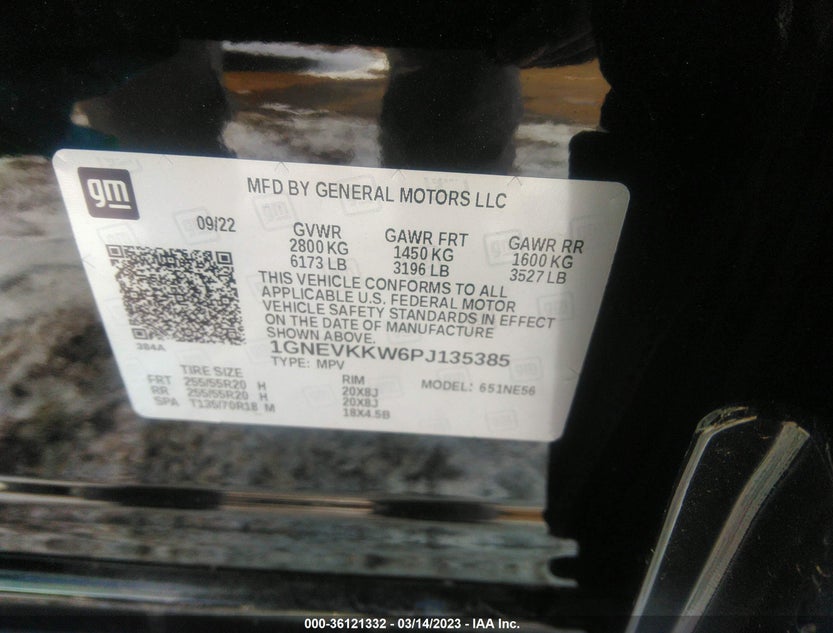 1GNEVKKW6PJ135385