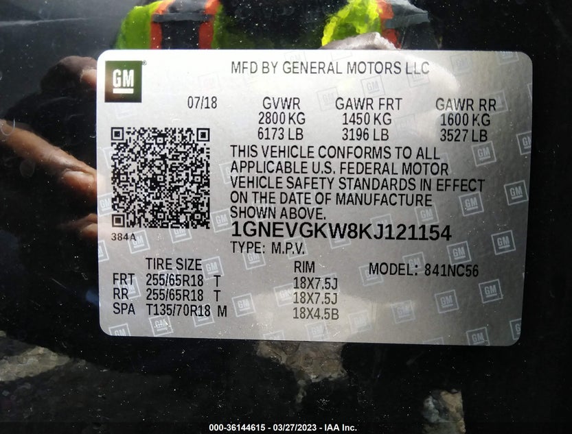 1GNEVGKW8KJ121154