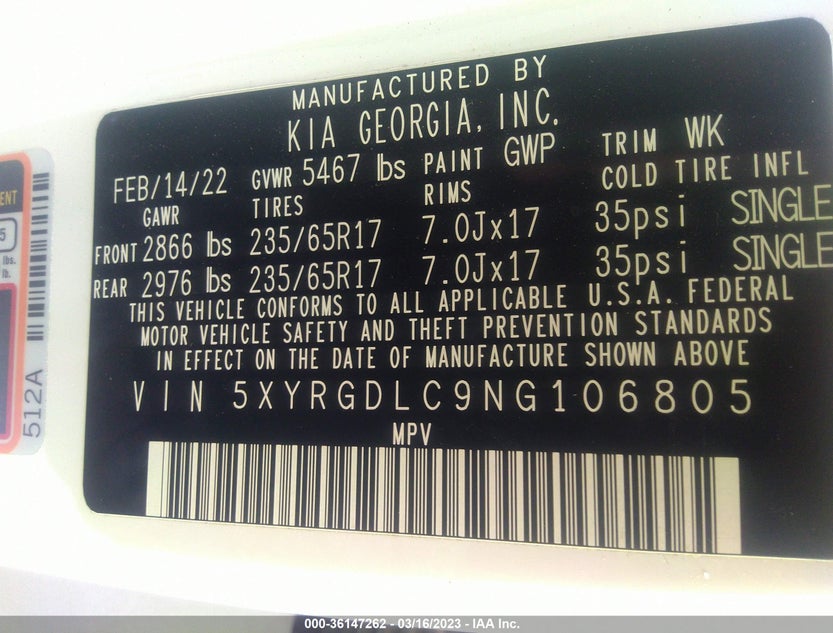 5XYRGDLC9NG106805