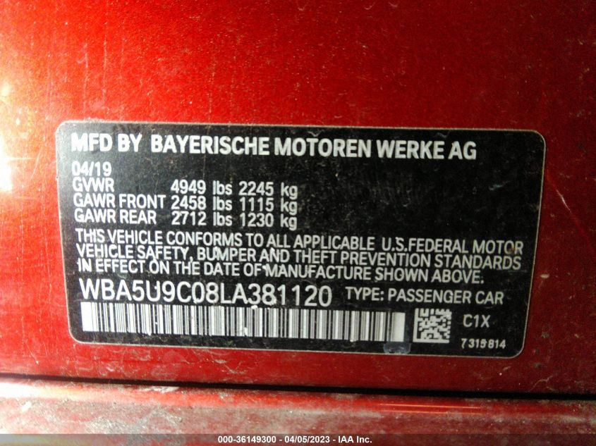 WBA5U9C08LA381120 2020 BMW 3 Series M340I xDrive