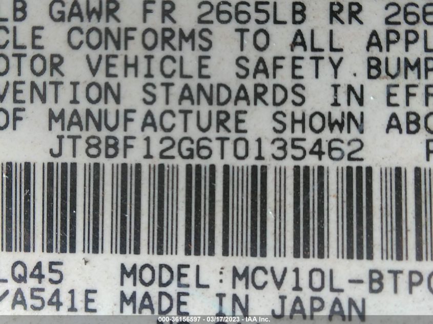 JT8BF12G6T0135462 1996 Lexus Es 300