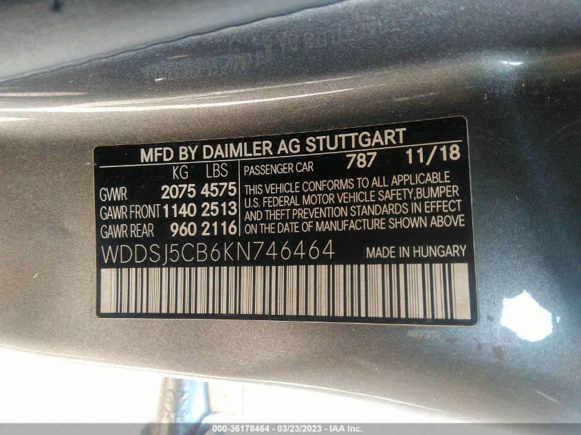 WDDSJ5CB6KN746464 2019 Mercedes-Benz Amg Cla 45