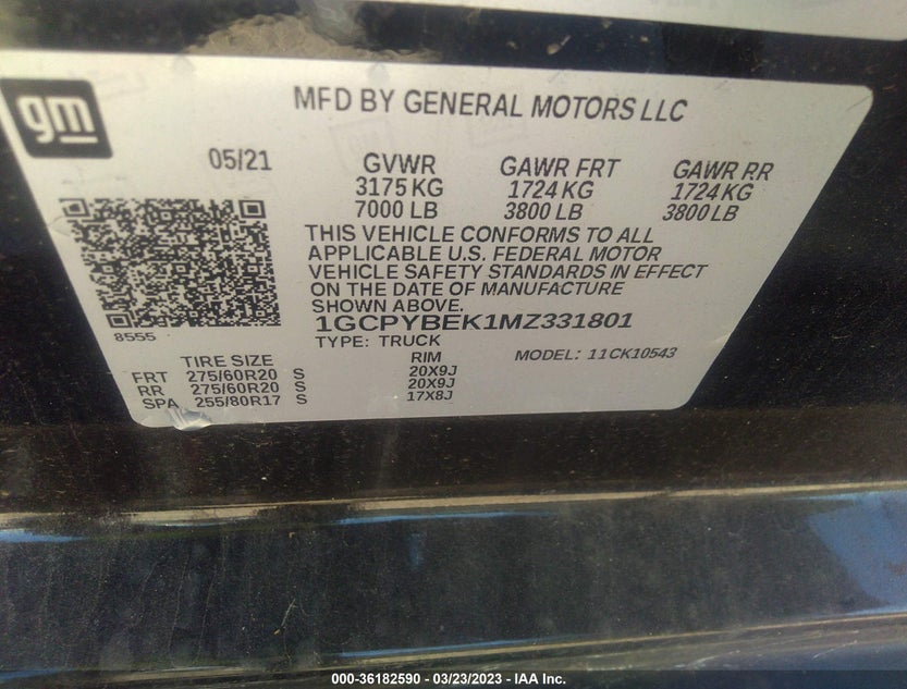 1GCPYBEK1MZ331801