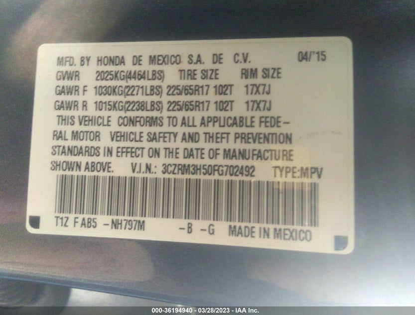 3CZRM3H50FG702492