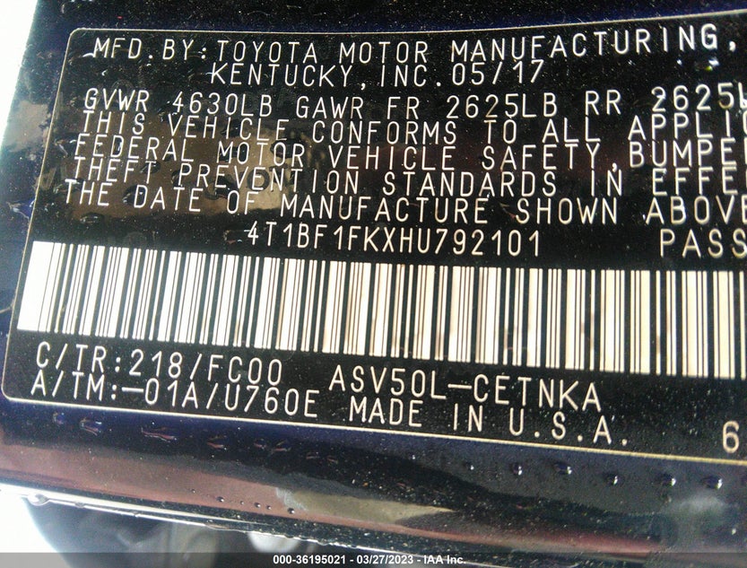 4T1BF1FKXHU792101