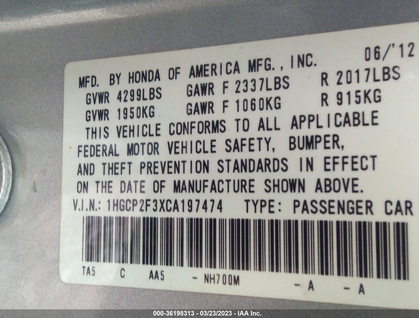 1HGCP2F3XCA197474
