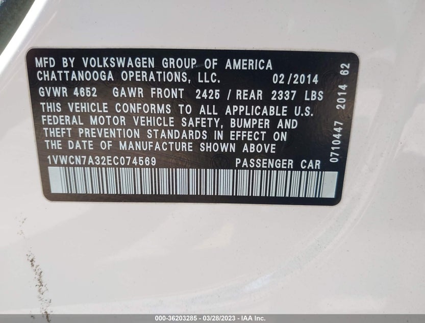 1VWCN7A32EC074569